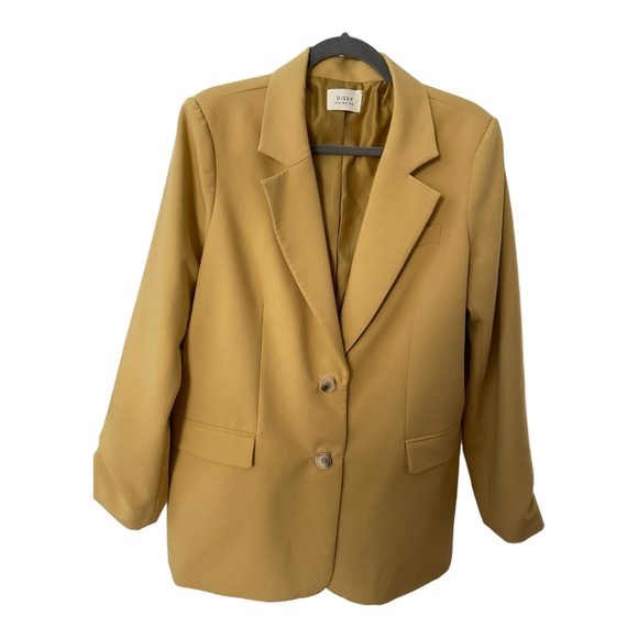 Dissh Rowan Boyfriend Blazer Jacket Notch Lapel SingleBreasted Tan/yellow Size10 - Picture 2 of 13